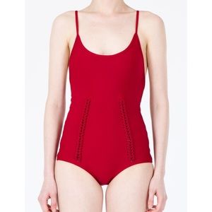 A Detacher Erin one piece swimsuit in cherry.